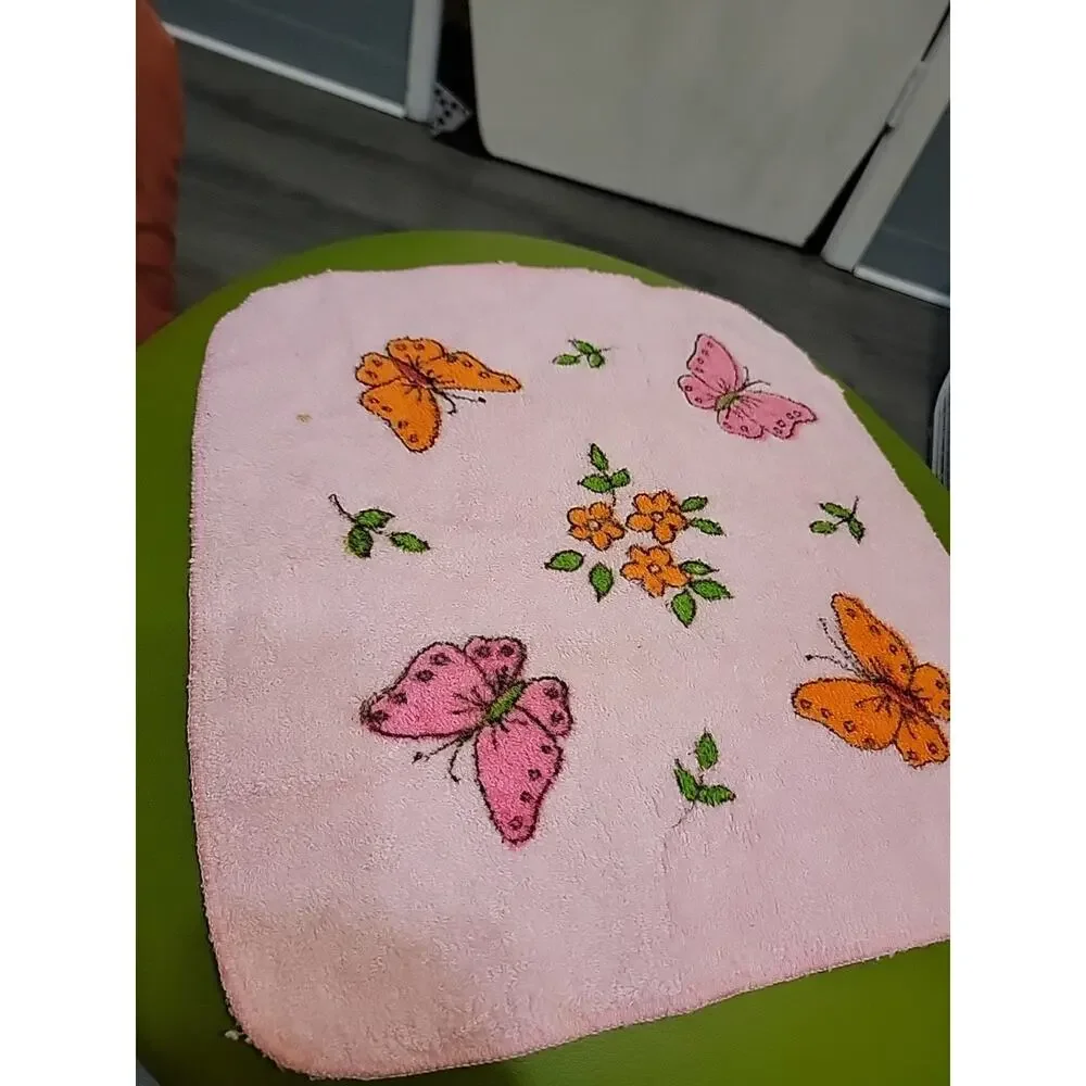 Vintage Pink Cannon Butterfly Washcloth MCM